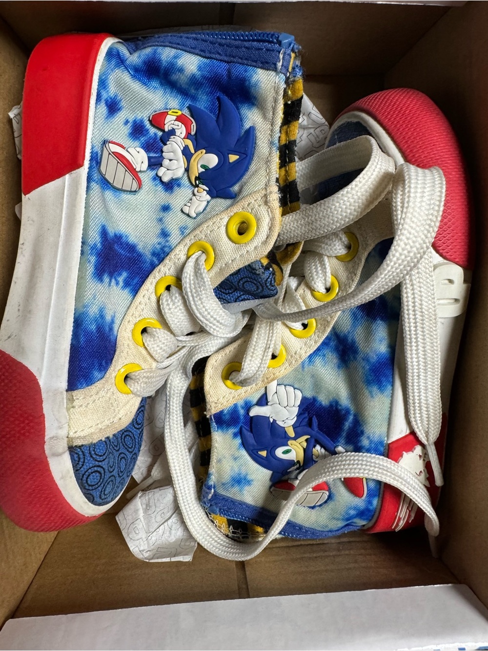 Sonic Kids High-Top Sneakers in Blue, Red, White